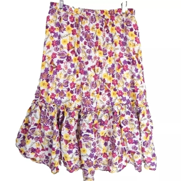 J. Crew Tie Waist Midi Skirt Summer Floral - Picture 3 of 4